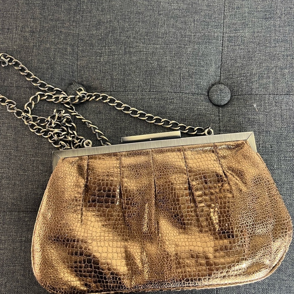 Aldo Metallic Gold Clutch with Chain Strap - Picture 4 of 6